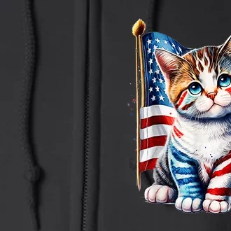 4th Of July Cat Mom American Flag Cat Lover Gift Full Zip Hoodie