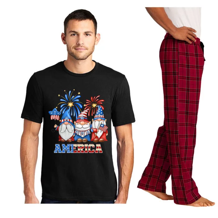 4th Of July American Gnomes Celebrating Independence Day Cute Gift Pajama Set