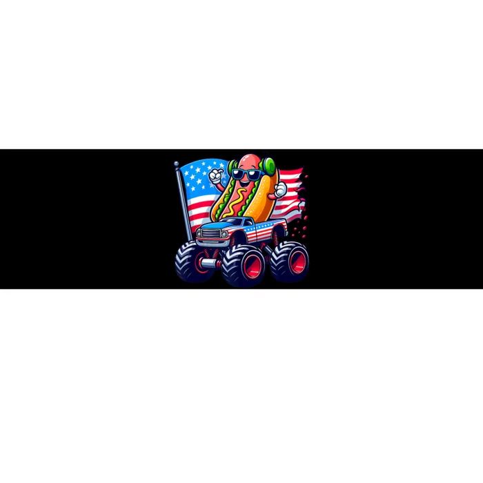 4th Of July Hotdog Sunglasses Monster Truck American Flag Bumper Sticker