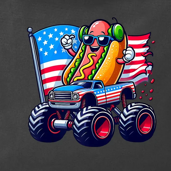 4th Of July Hotdog Sunglasses Monster Truck American Flag Zip Tote Bag