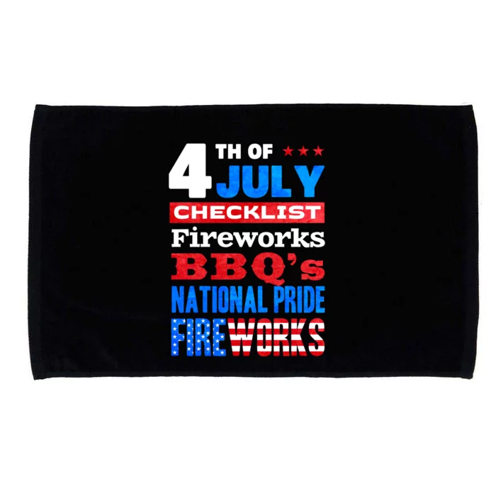 4th Of July Checklist Fireworks Bbqs National Pride Gift Microfiber Hand Towel