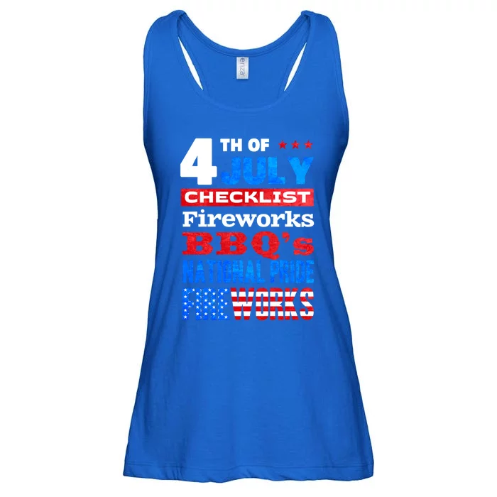 4th Of July Checklist Fireworks Bbqs National Pride Gift Ladies Essential Flowy Tank