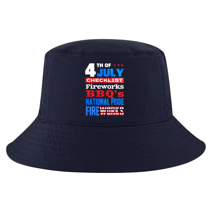 4th Of July Checklist Fireworks Bbqs National Pride Gift Cool Comfort Performance Bucket Hat