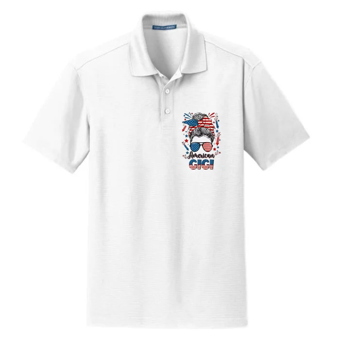 4th Of July Gigi Grandmother American Flag Gigi Grandma Dry Zone Grid Performance Polo