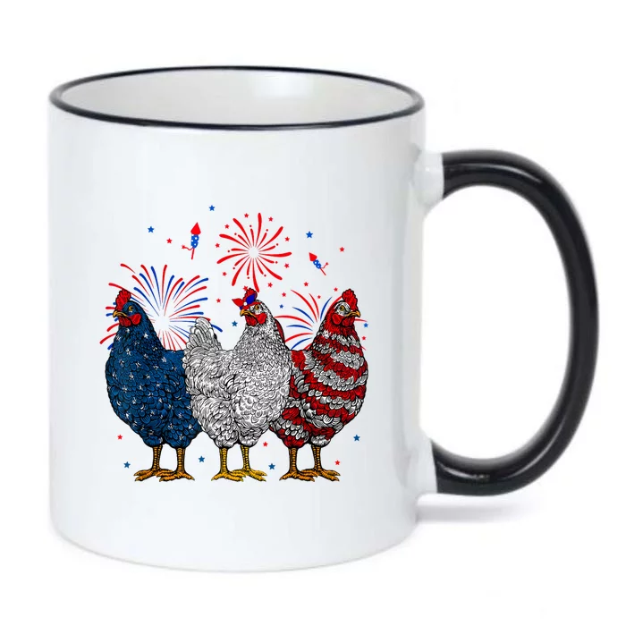 4th Of July Chicken Usa Flag Patriotic Chicken Lover Gift Black Color Changing Mug