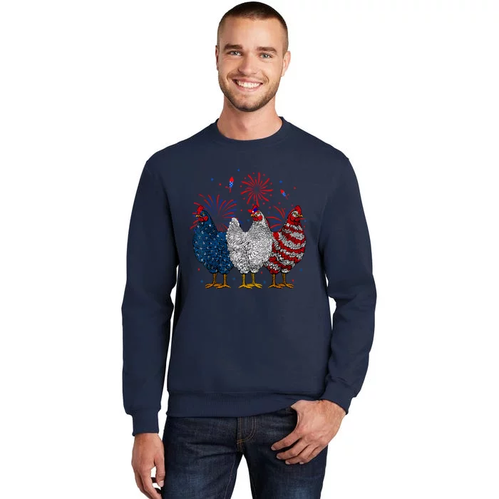 4th Of July Chicken Usa Flag Patriotic Chicken Lover Gift Tall Sweatshirt