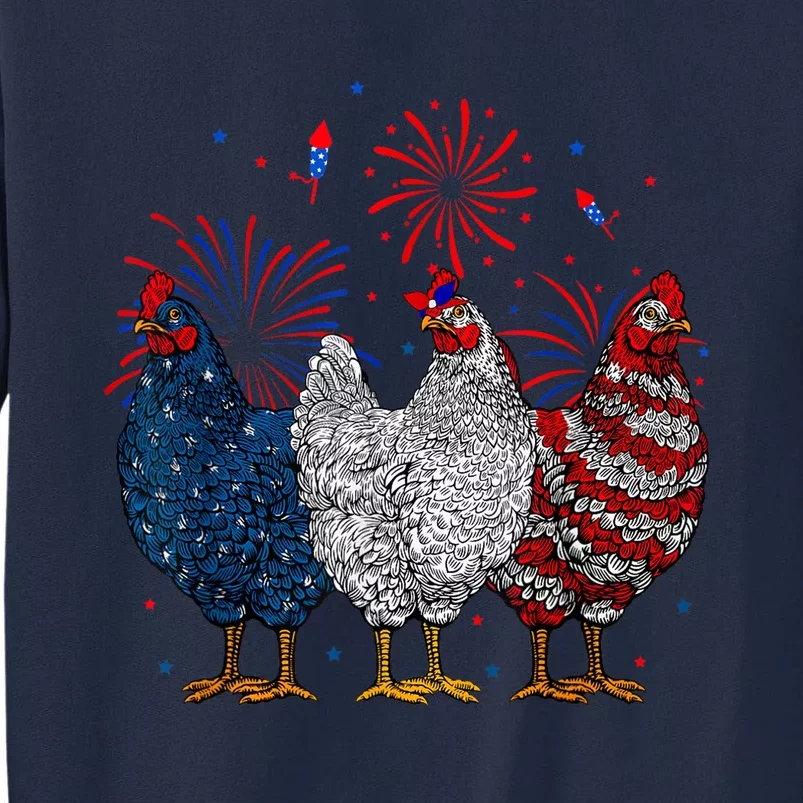 4th Of July Chicken Usa Flag Patriotic Chicken Lover Gift Tall Sweatshirt