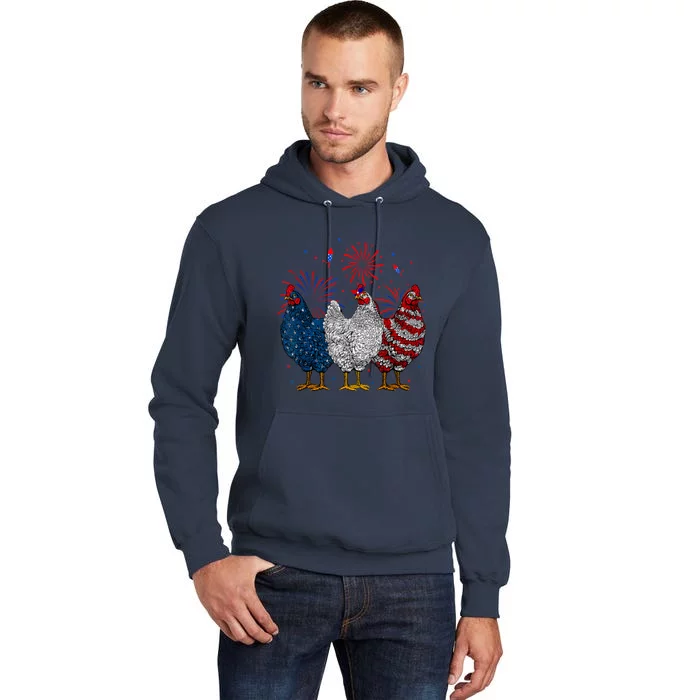 4th Of July Chicken Usa Flag Patriotic Chicken Lover Gift Tall Hoodie