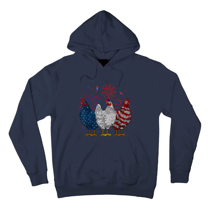 4th Of July Chicken Usa Flag Patriotic Chicken Lover Gift Tall Hoodie