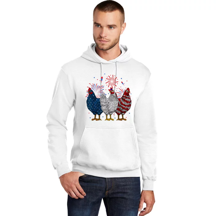 4th Of July Chicken Usa Flag Patriotic Chicken Lover Gift Hoodie