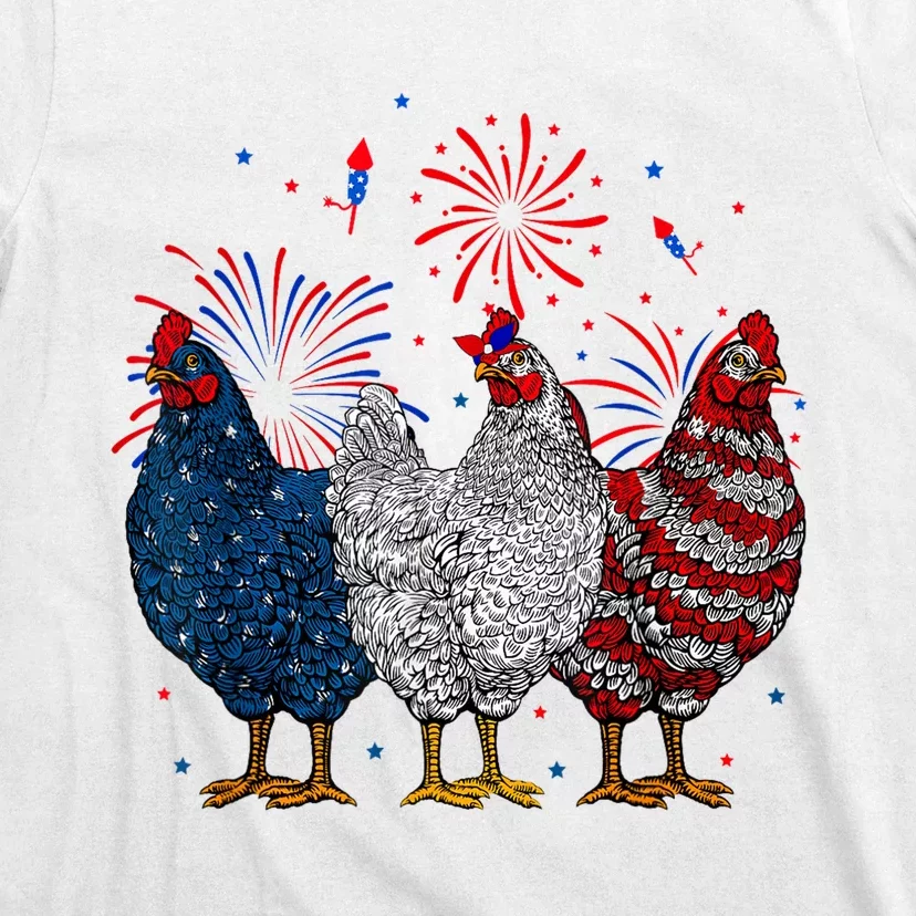 4th Of July Chicken Usa Flag Patriotic Chicken Lover Gift T-Shirt