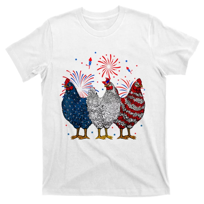 4th Of July Chicken Usa Flag Patriotic Chicken Lover Gift T-Shirt