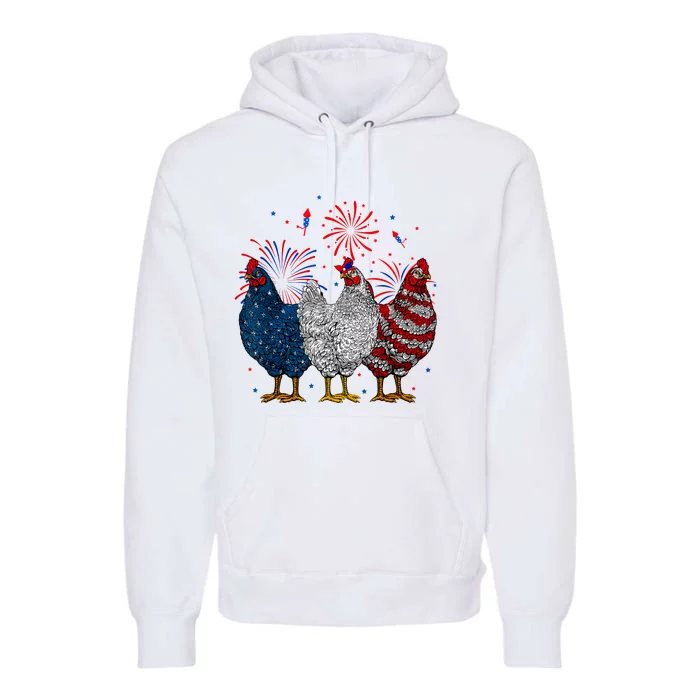 4th Of July Chicken Usa Flag Patriotic Chicken Lover Gift Premium Hoodie