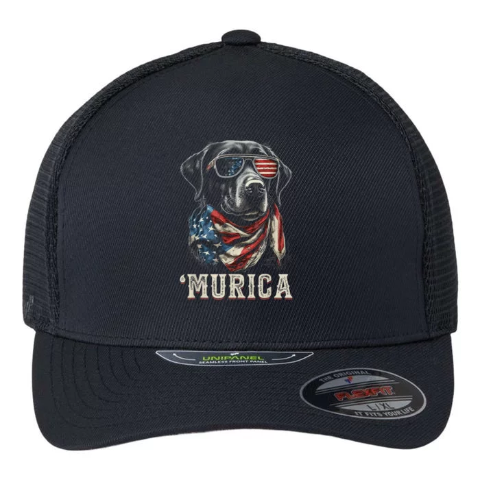 4th Of July Bald Eagle Mullet Murica Usa Dog Usa Merica Flexfit Unipanel Trucker Cap