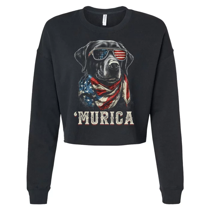 4th Of July Bald Eagle Mullet Murica Usa Dog Usa Merica Cropped Pullover Crew