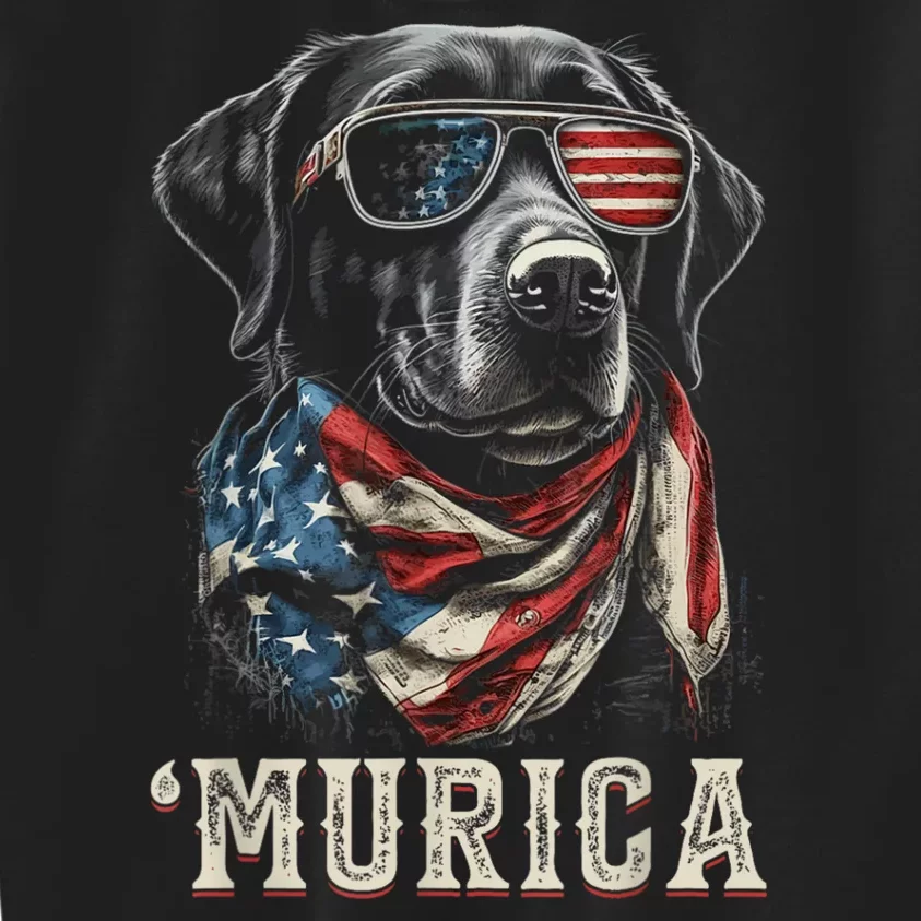 4th Of July Bald Eagle Mullet Murica Usa Dog Usa Merica Kids Sweatshirt