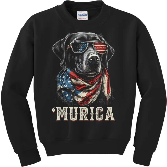 4th Of July Bald Eagle Mullet Murica Usa Dog Usa Merica Kids Sweatshirt