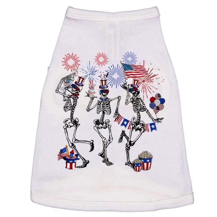 4th Of July Skellies Dancing Skeleton American Flag Great Gift Doggie Tank