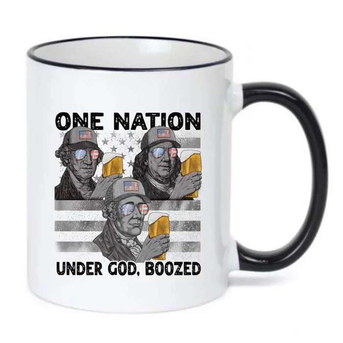 4th Of July Beer One Nation Under God Boozed Presidents Gift Black Color Changing Mug