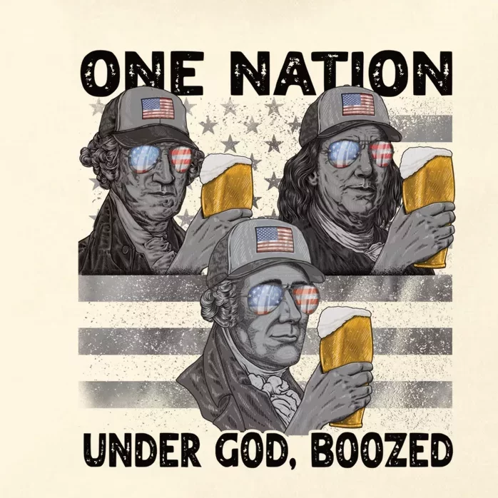 4th Of July Beer One Nation Under God Boozed Presidents Gift Zip Tote Bag