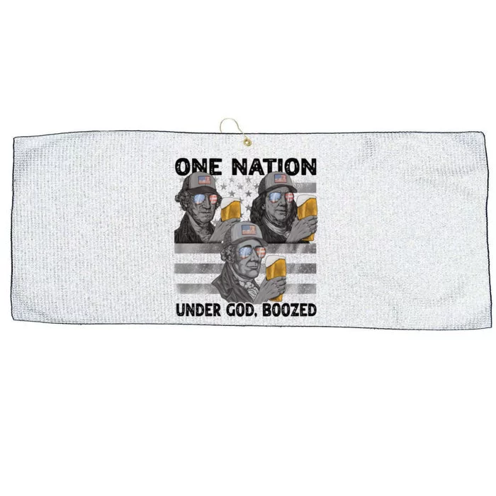 4th Of July Beer One Nation Under God Boozed Presidents Gift Large Microfiber Waffle Golf Towel