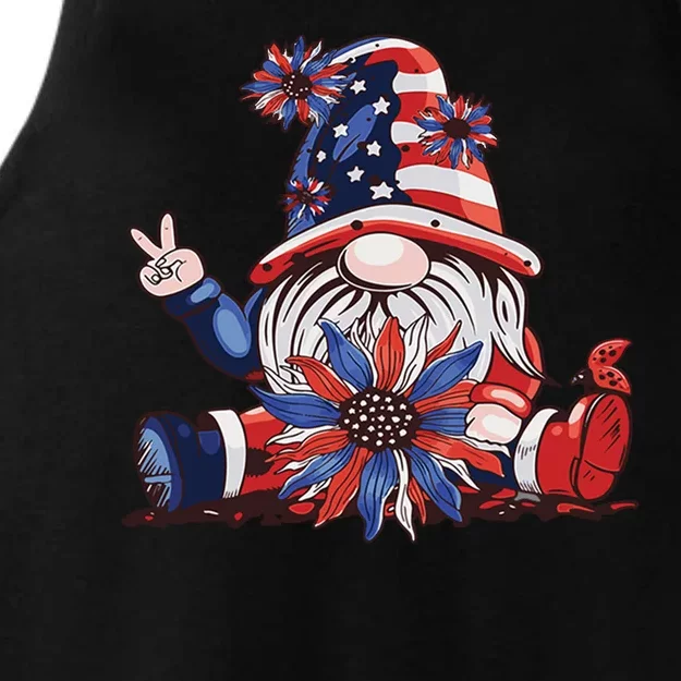 4th Of July Gnome Festive Holiday Ladies Tri-Blend Wicking Tank