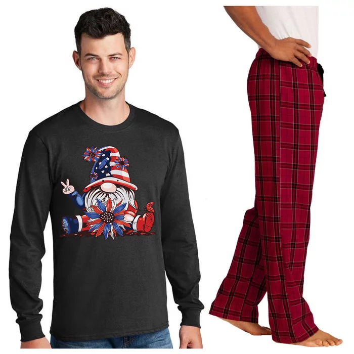 4th Of July Gnome Festive Holiday Long Sleeve Pajama Set