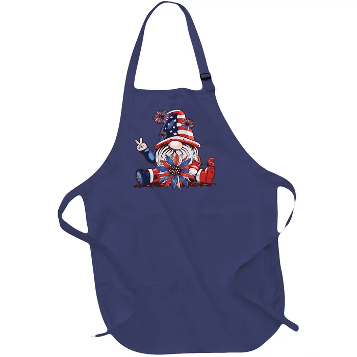 4th Of July Gnome Festive Holiday Full-Length Apron With Pocket