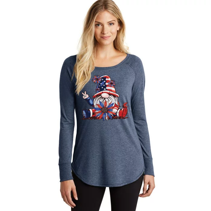 4th Of July Gnome Festive Holiday Women's Perfect Tri Tunic Long Sleeve Shirt