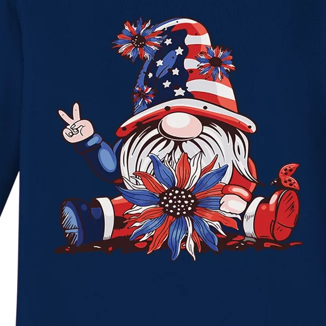 4th Of July Gnome Festive Holiday Baby Long Sleeve Bodysuit