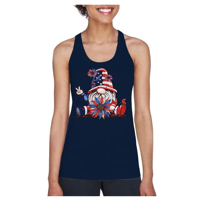 4th Of July Gnome Festive Holiday Women's Racerback Tank