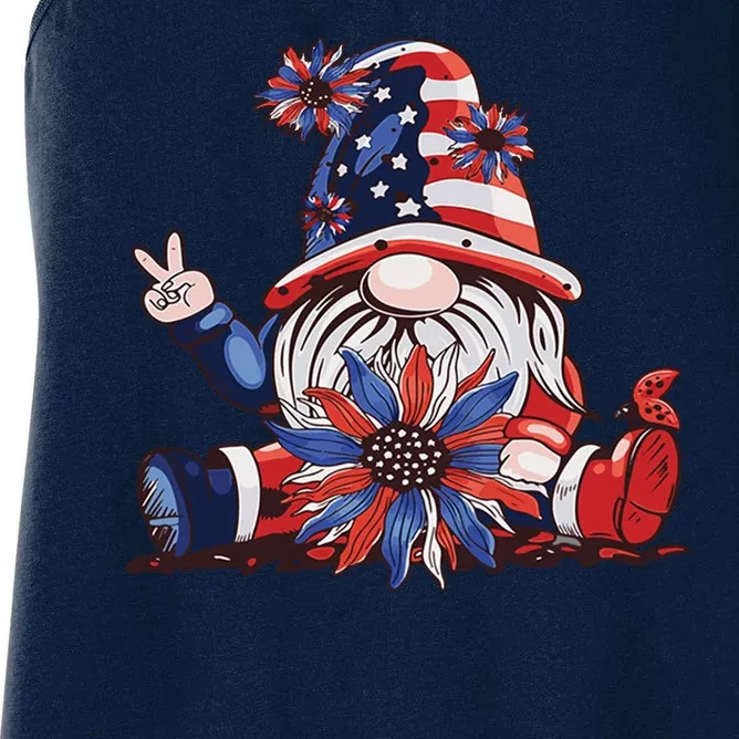 4th Of July Gnome Festive Holiday Women's Racerback Tank