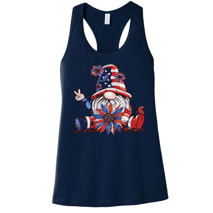 4th Of July Gnome Festive Holiday Women's Racerback Tank