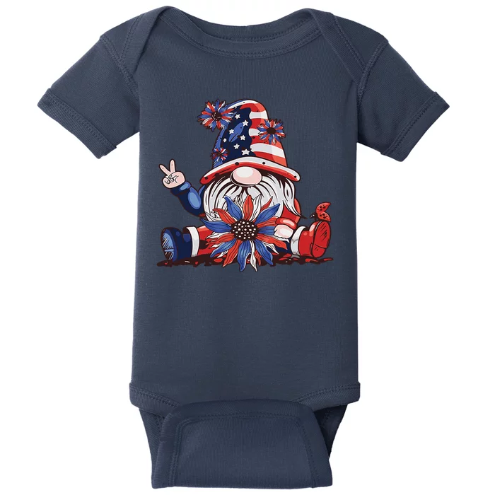 4th Of July Gnome Festive Holiday Baby Bodysuit