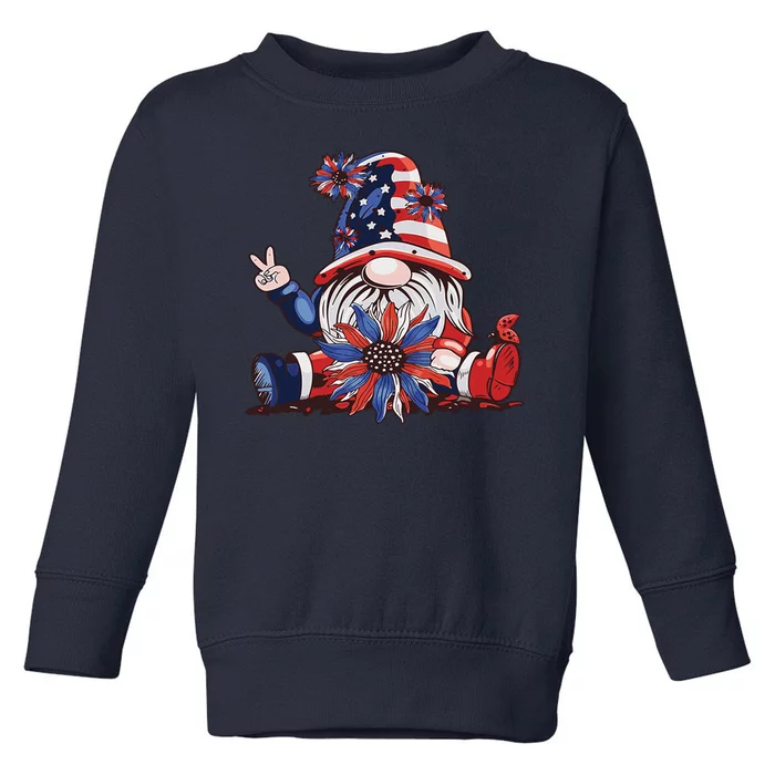 4th Of July Gnome Festive Holiday Toddler Sweatshirt