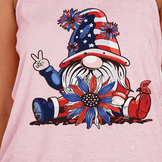 4th Of July Gnome Festive Holiday Women's Knotted Racerback Tank