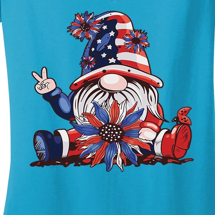 4th Of July Gnome Festive Holiday Women's V-Neck T-Shirt