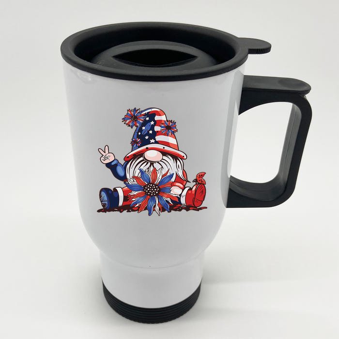 4th Of July Gnome Festive Holiday Front & Back Stainless Steel Travel Mug