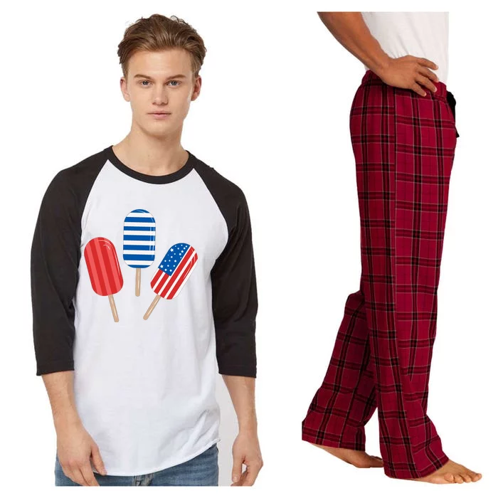 4th Of July Popsicle Usa Raglan Sleeve Pajama Set