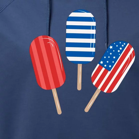 4th Of July Popsicle Usa Performance Fleece Hoodie