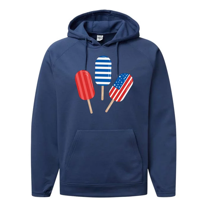 4th Of July Popsicle Usa Performance Fleece Hoodie