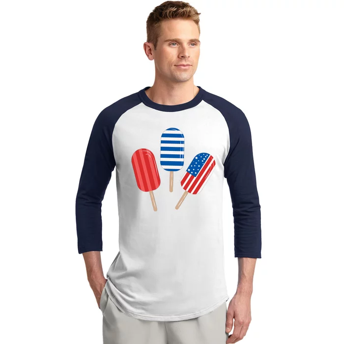 4th Of July Popsicle Usa Baseball Sleeve Shirt