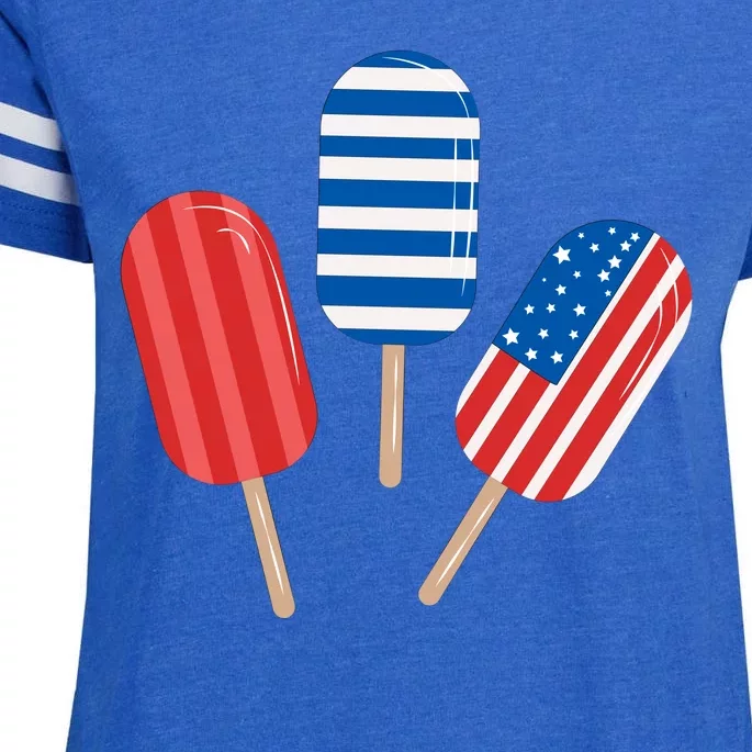 4th Of July Popsicle Usa Enza Ladies Jersey Football T-Shirt