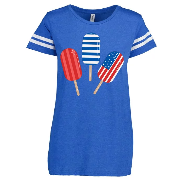 4th Of July Popsicle Usa Enza Ladies Jersey Football T-Shirt