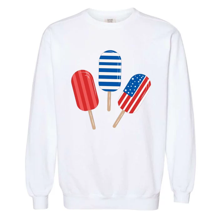 4th Of July Popsicle Usa Garment-Dyed Sweatshirt