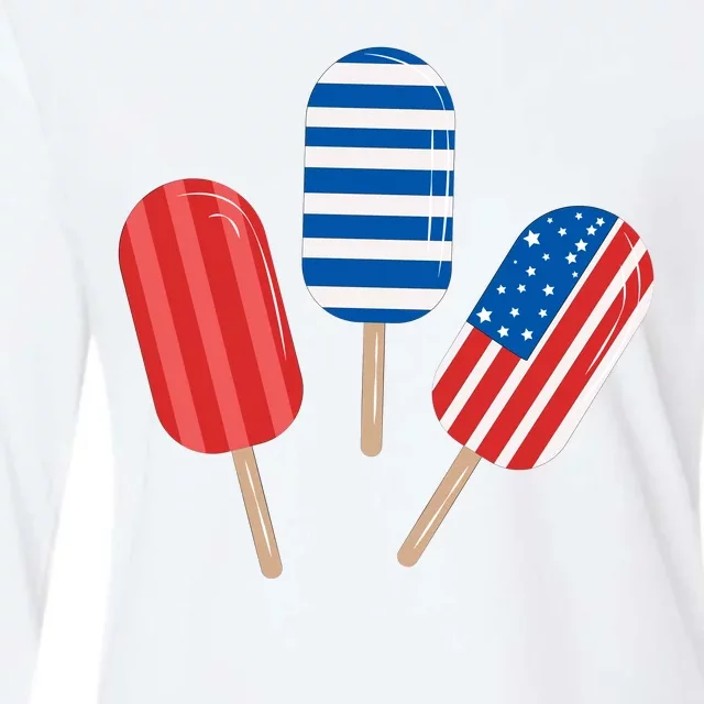 4th Of July Popsicle Usa Womens Cotton Relaxed Long Sleeve T-Shirt