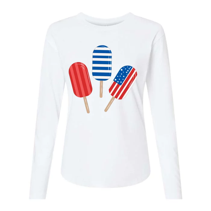 4th Of July Popsicle Usa Womens Cotton Relaxed Long Sleeve T-Shirt