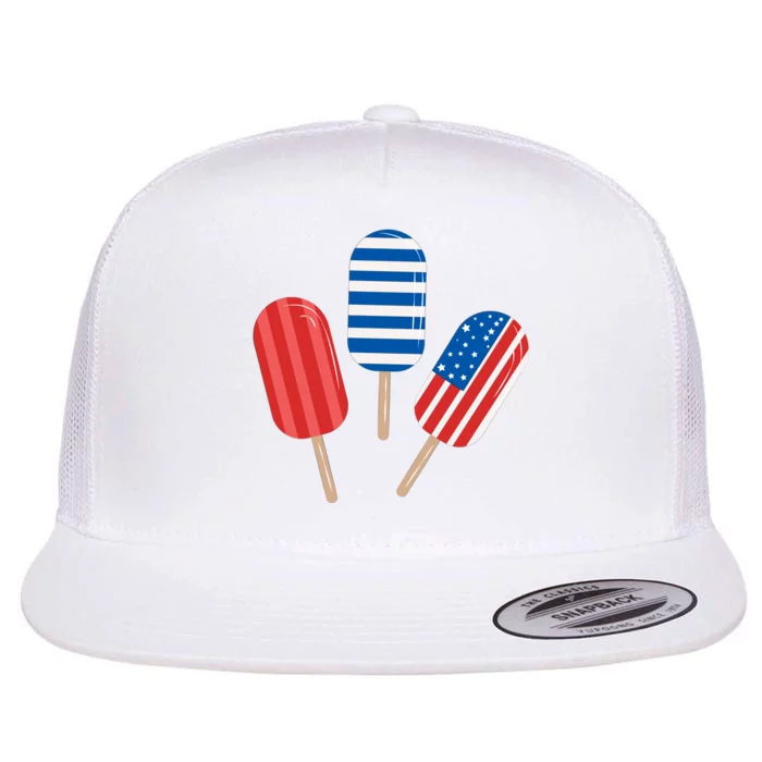 4th Of July Popsicle Usa Flat Bill Trucker Hat