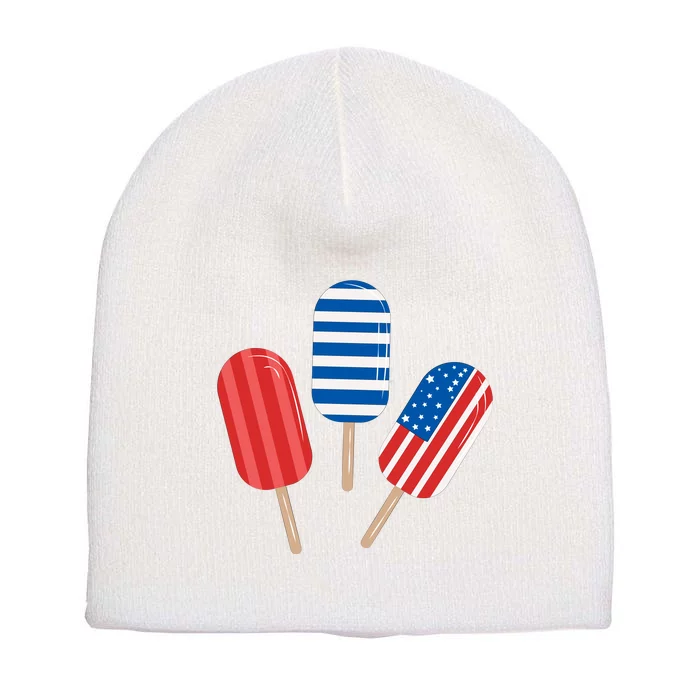 4th Of July Popsicle Usa Short Acrylic Beanie