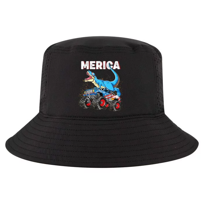 4th of July Boy Merica T rex Dinosaur Monster Truck Cool Comfort Performance Bucket Hat